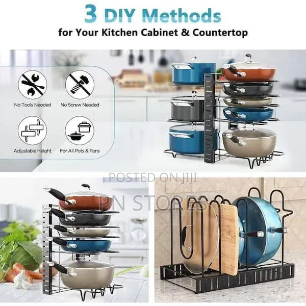 Adjustable Pot Pan Rack Shelf Organizer Stand