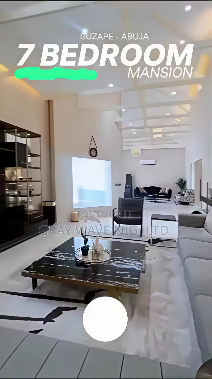Furnished 7bdrm Mansion in Guzape District for sale