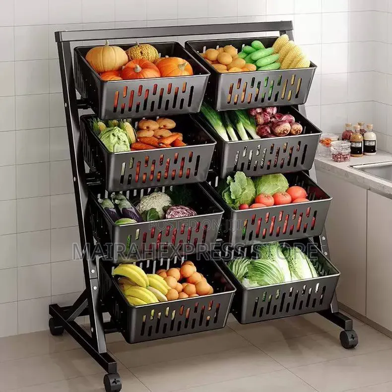 4-Tier 8-Basket Kitchen Fruit Vegetable Storage Trolley