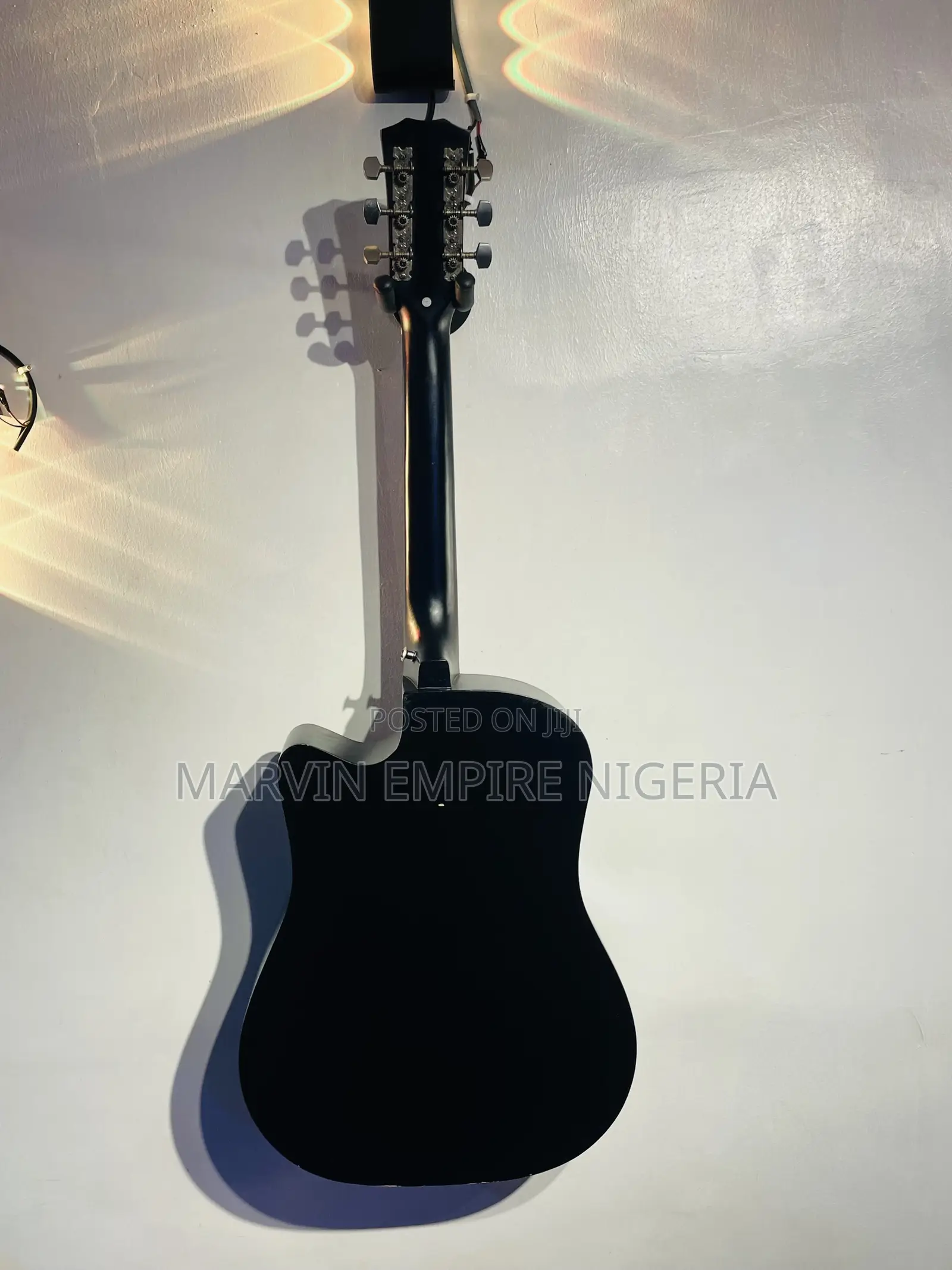 39-Inch Midnight Black Acoustic Cutaway Guitar With Strap