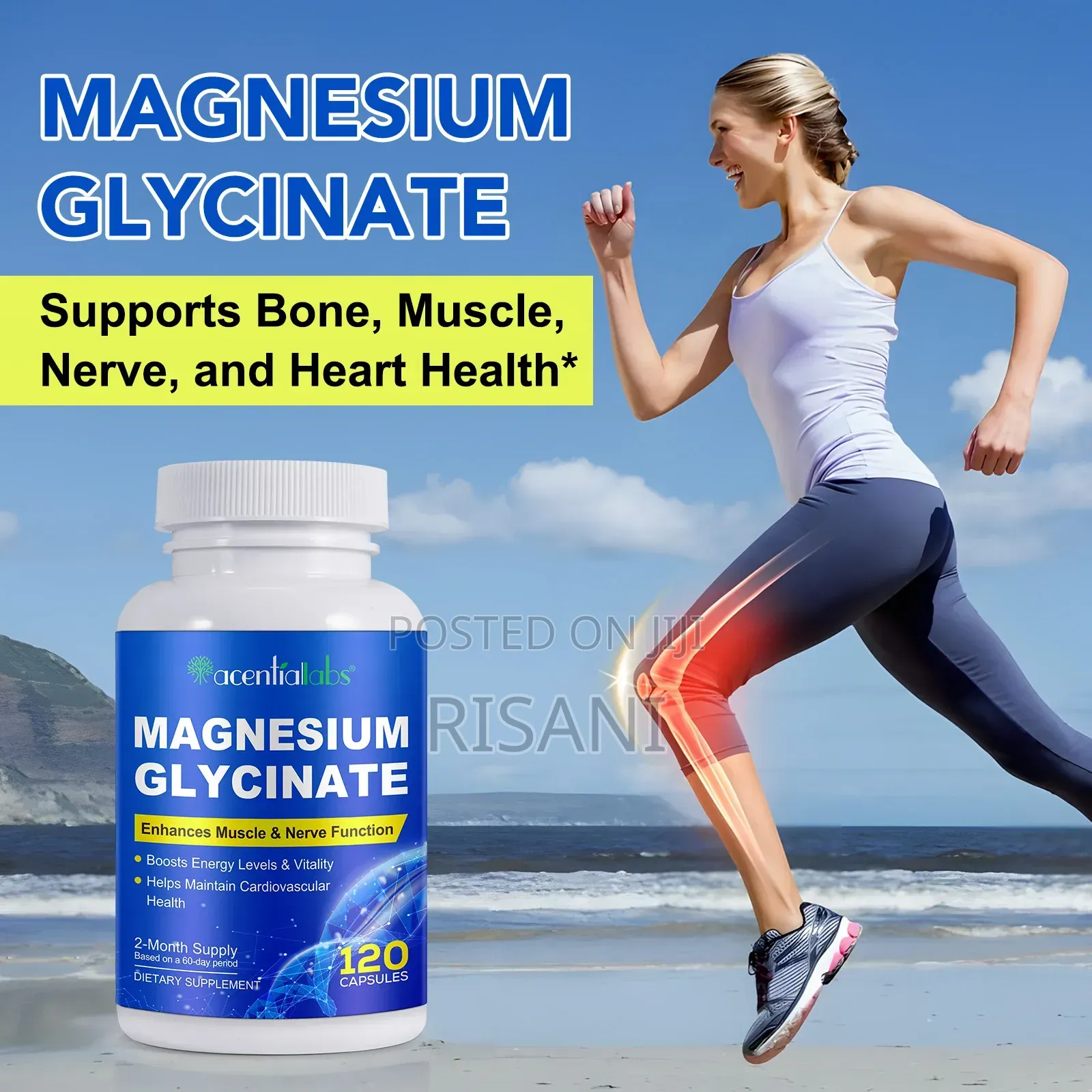 Magnesium Glycinate Enhance Muscle and Nerve Function by 120 Capsules