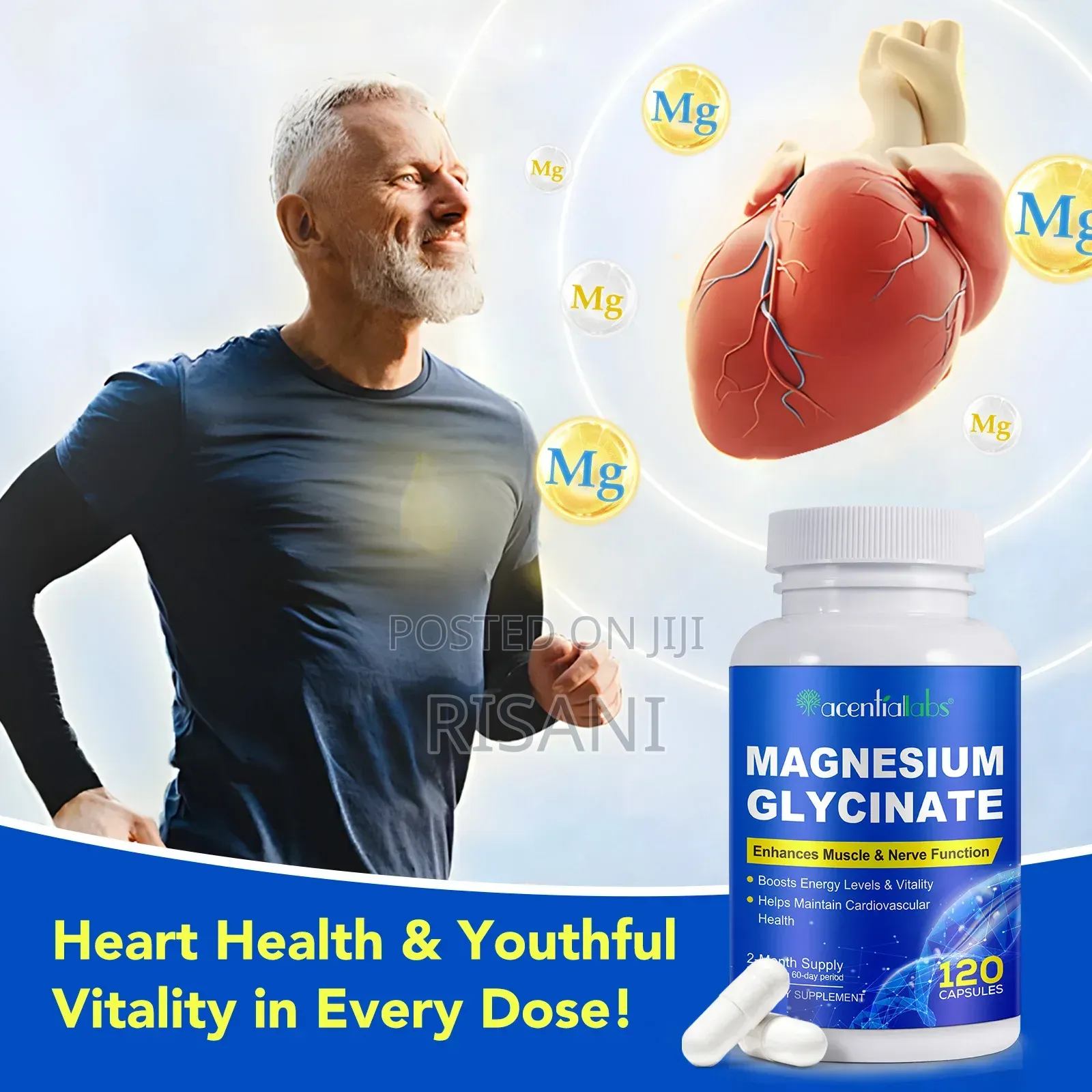 Magnesium Glycinate Enhance Muscle and Nerve Function by 120 Capsules