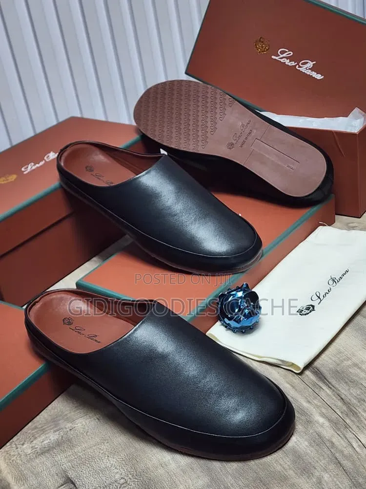 Loro Piana Men's Mules in White/Black Size 40-46
