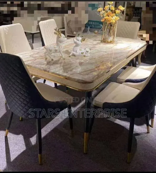 6 Seater Classic Marble Dinning Set