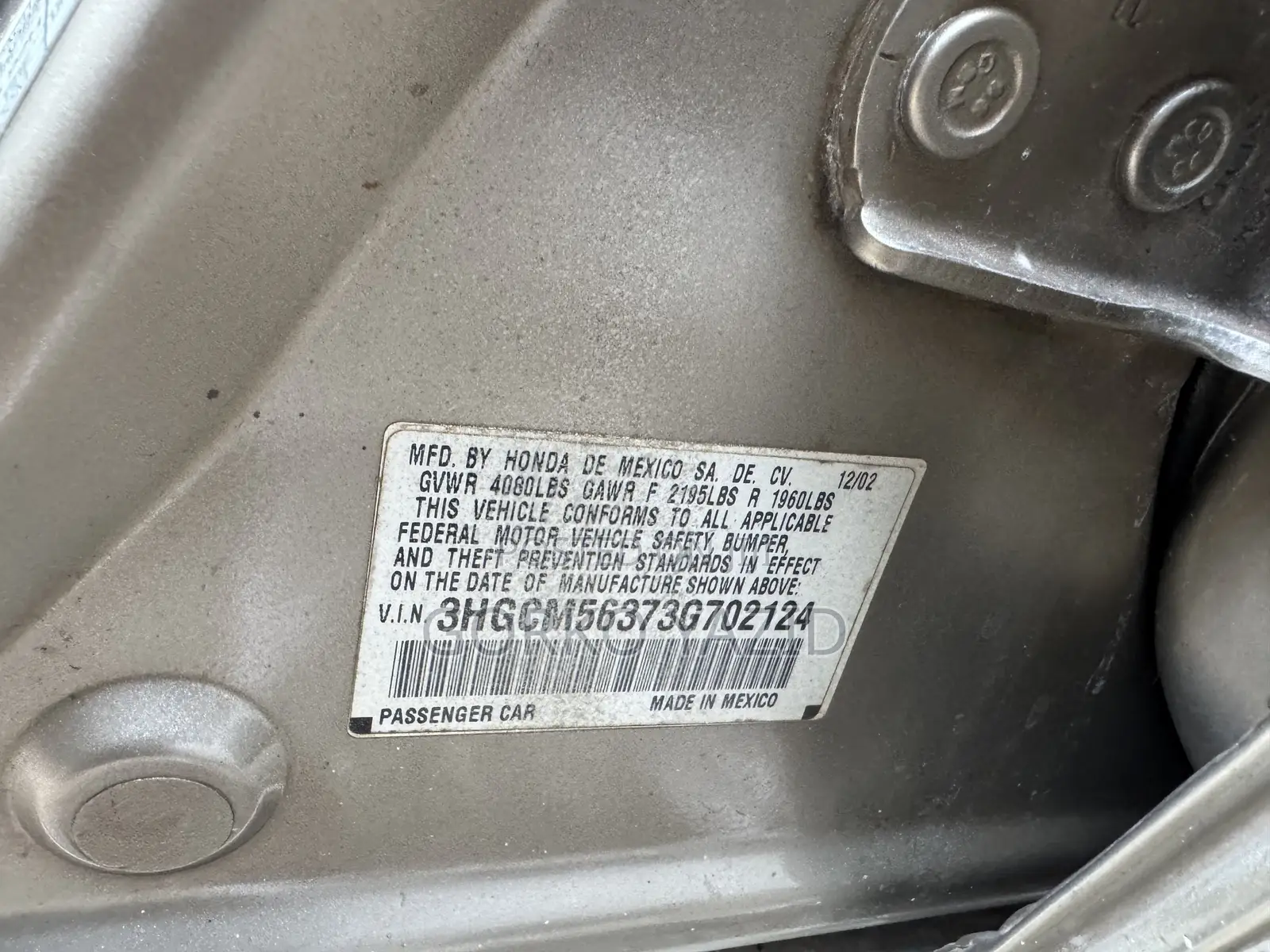 Honda Accord 2.4 2003 Brown