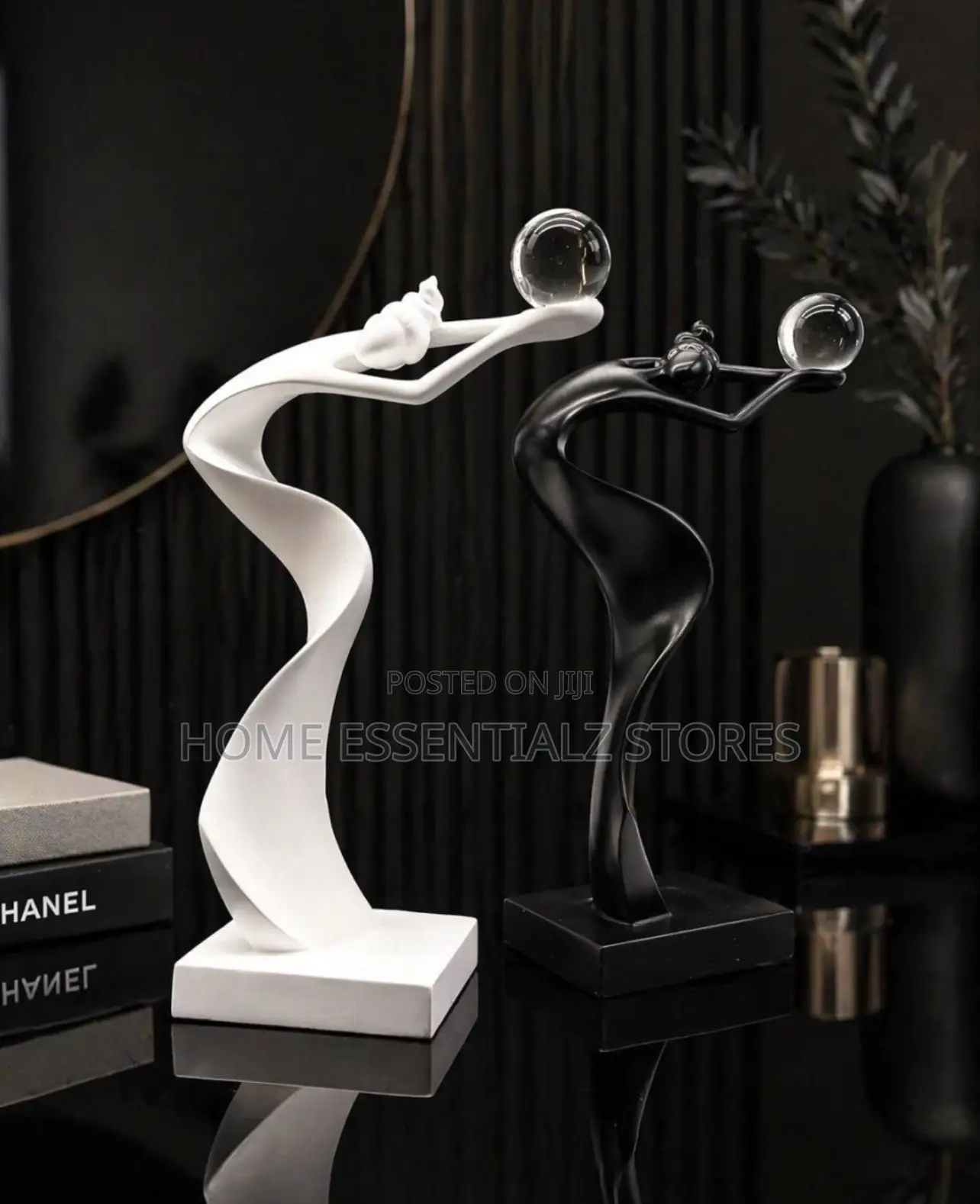 Geisha Lady Abstract Dancer Figurine Crystal Ball - Modern Art Decor