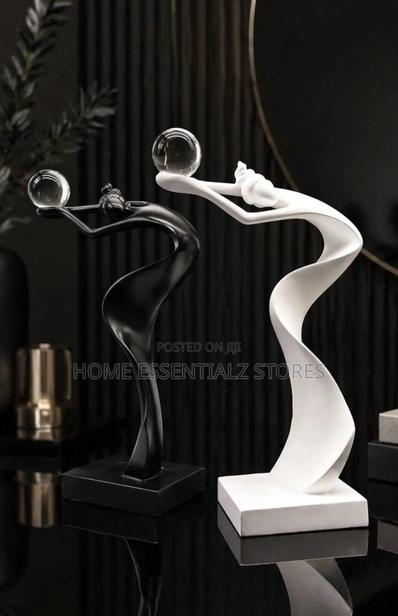 Geisha Lady Abstract Dancer Figurine Crystal Ball - Modern Art Decor