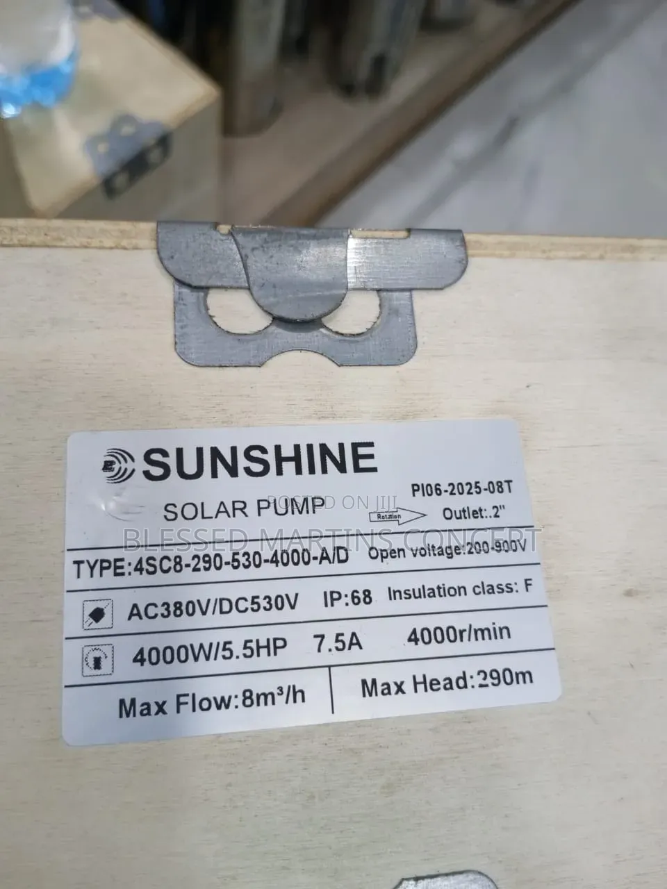 5.5Hp Industrial Solar AC/DC Submersible Pump. Max Head 290meters