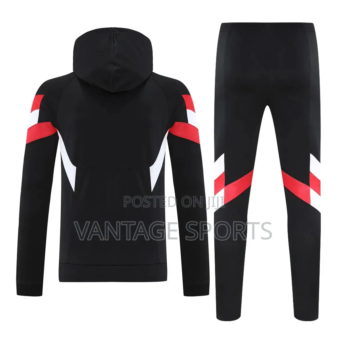 Manchester United Hoodie Sweatshirt + Pants Training Suit Black - POD