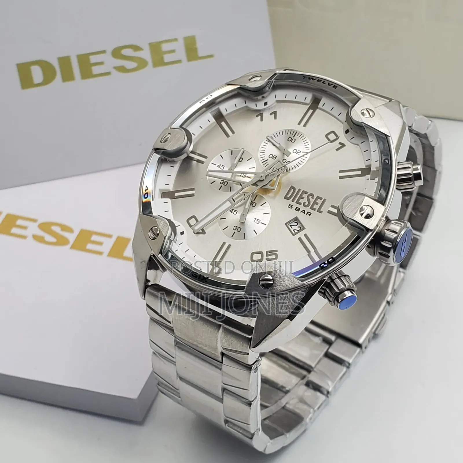 *Diesel Style Watch – Big Case, Chain Bracelet Strap, Quartz*