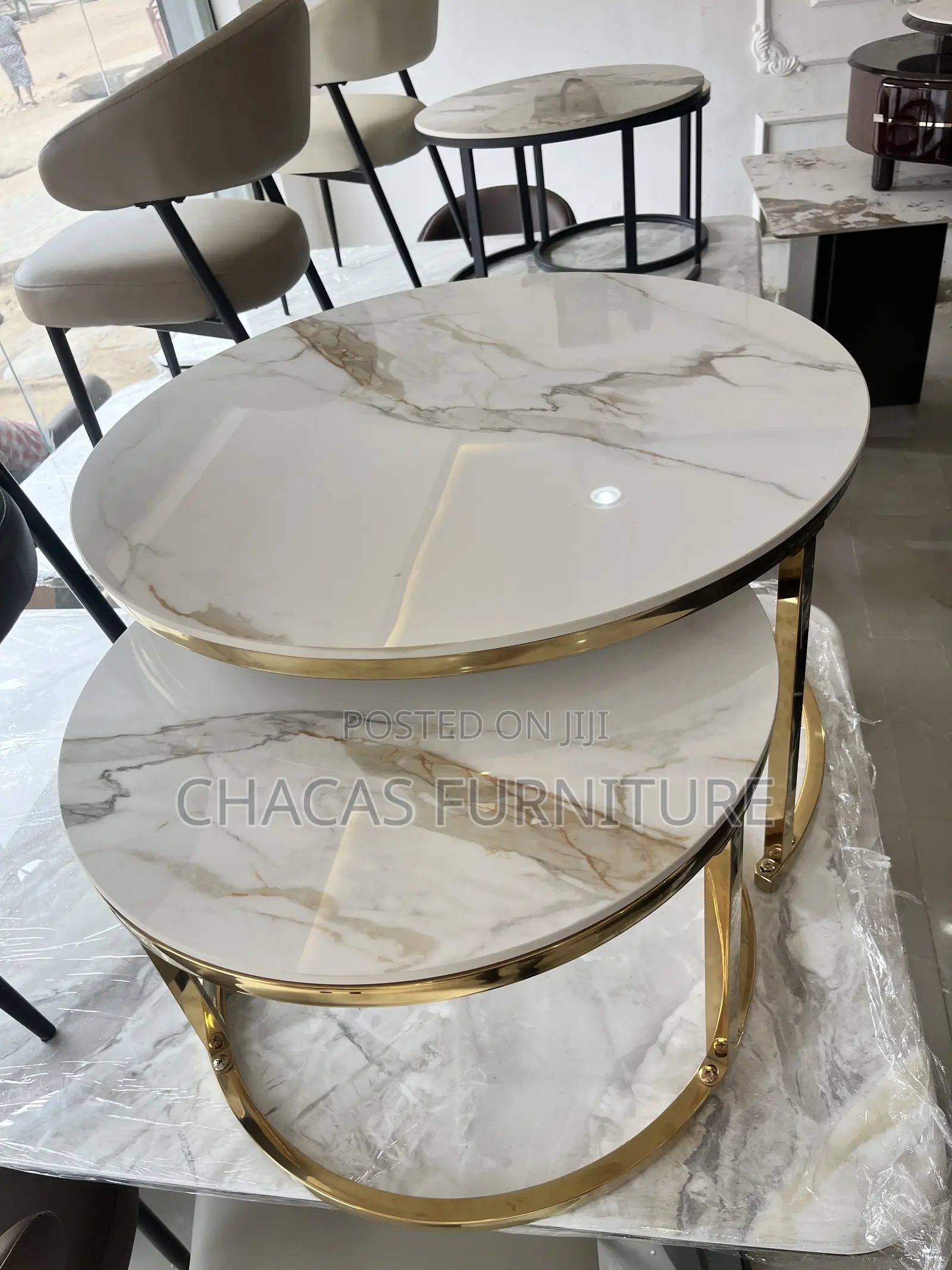 Luxury Marble Top Nesting Coffee Tables – Gold Stainless Steel Base