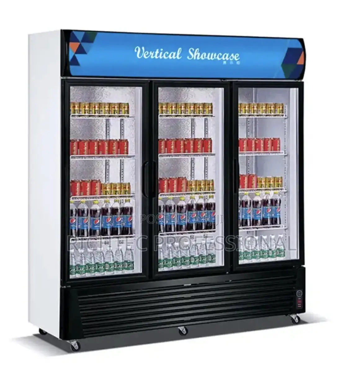 High Quality Commercial 3-Door Vertical Display Showcase Fridge