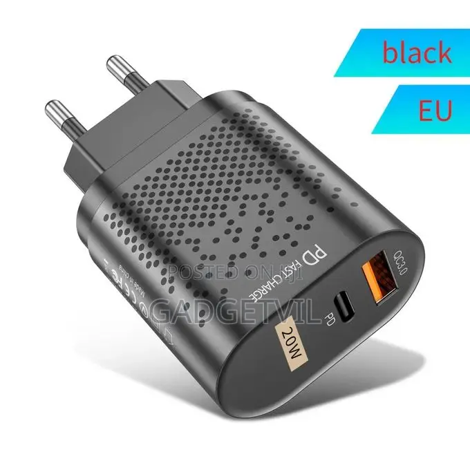 QC3.0 PD 20W USB-A + Type C Dual Port Charging Adapter