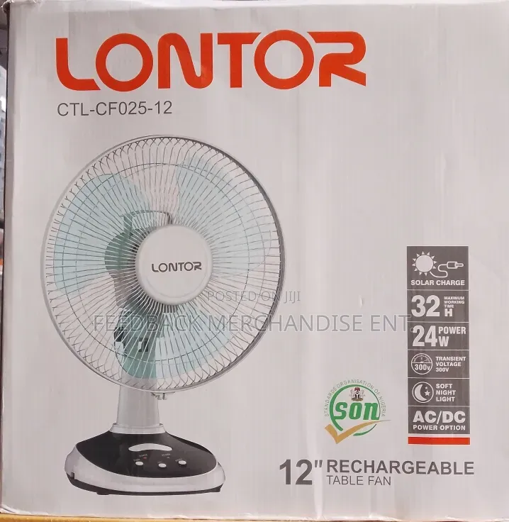 Lontor Rechargeable Table Fan "12" Inches
