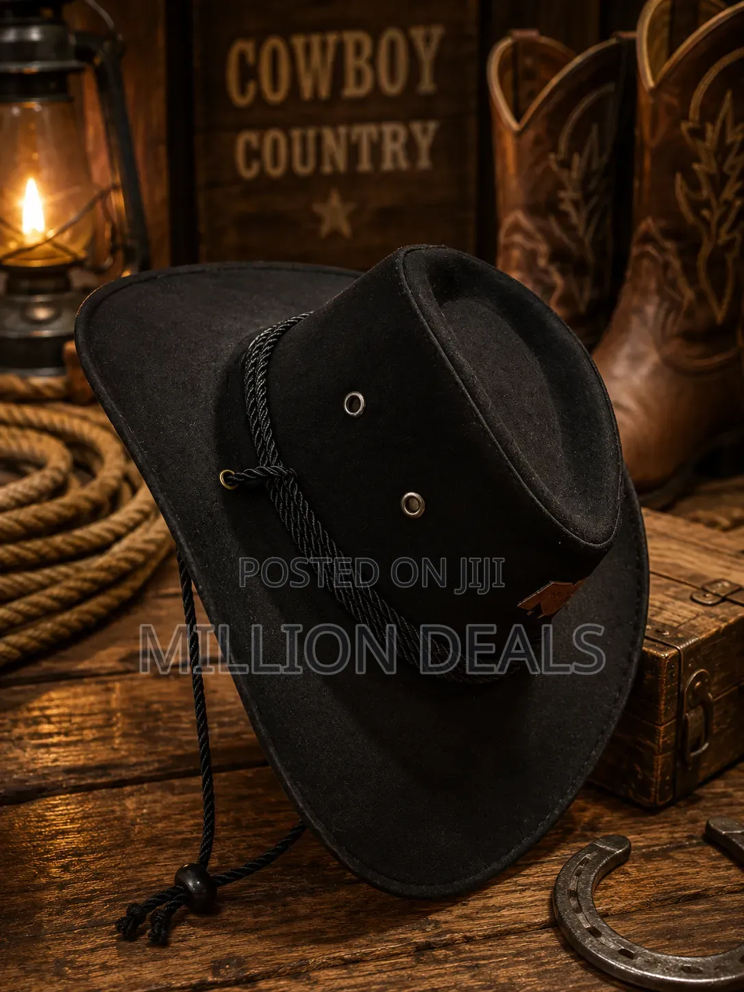 Country Club Stylish Cowboy Men's Hat Black