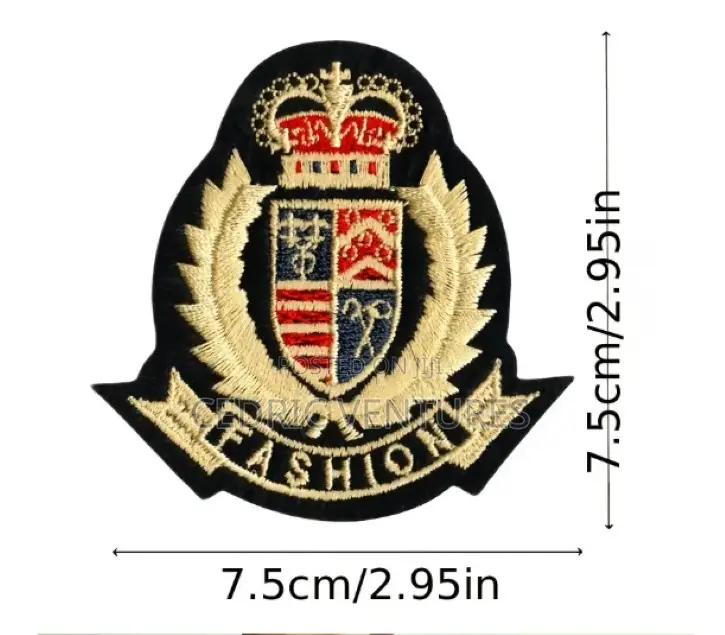 Crown and Fleur-De-Lis Emblem Shield Embroidered Patches - 2pcs