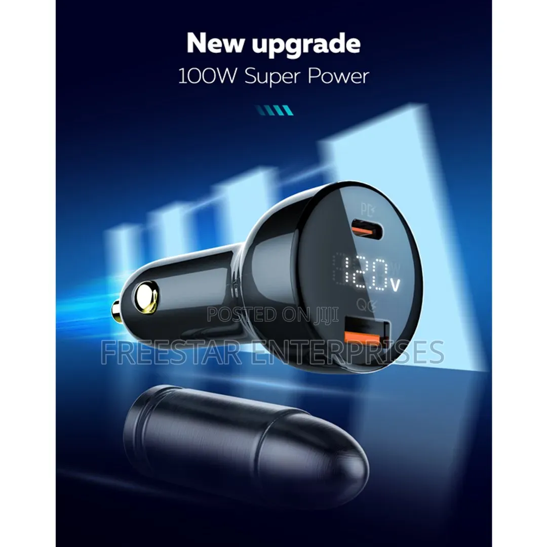 LDNIO 100W Fast Car Charger Adapter - Dual Port PD