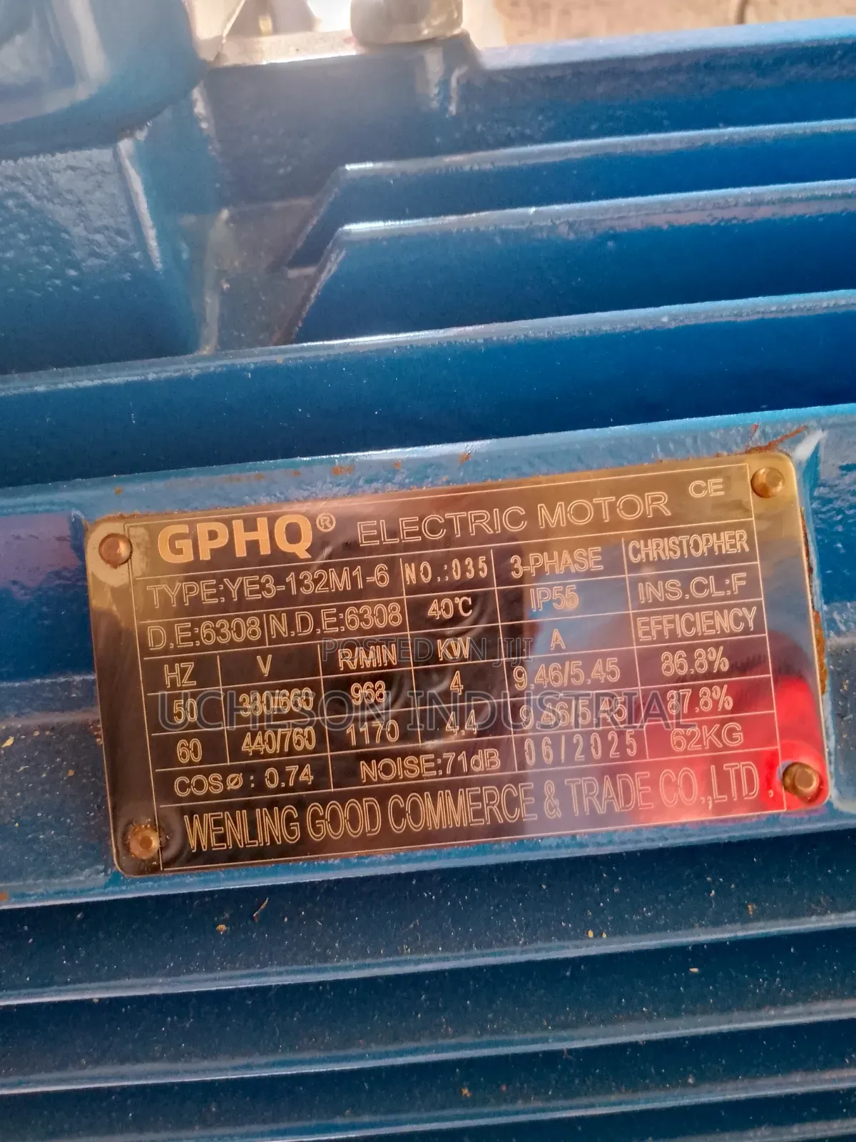 4kw/5.5hp Electric Motor 6pole 968 RPM B5/B14