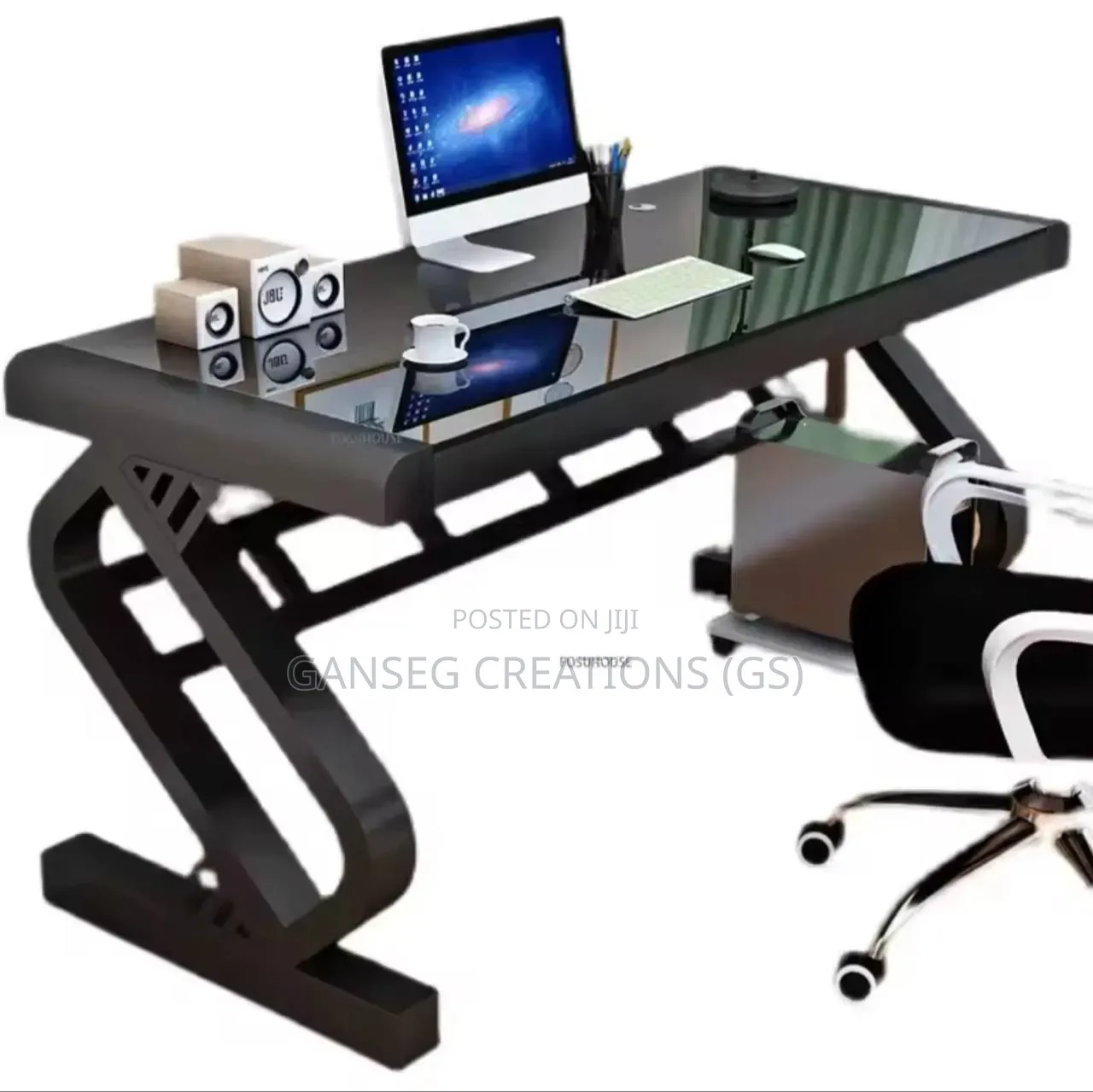 Modern Study Desk Desktop Computer Desks Tempered Glass Gaming Desk