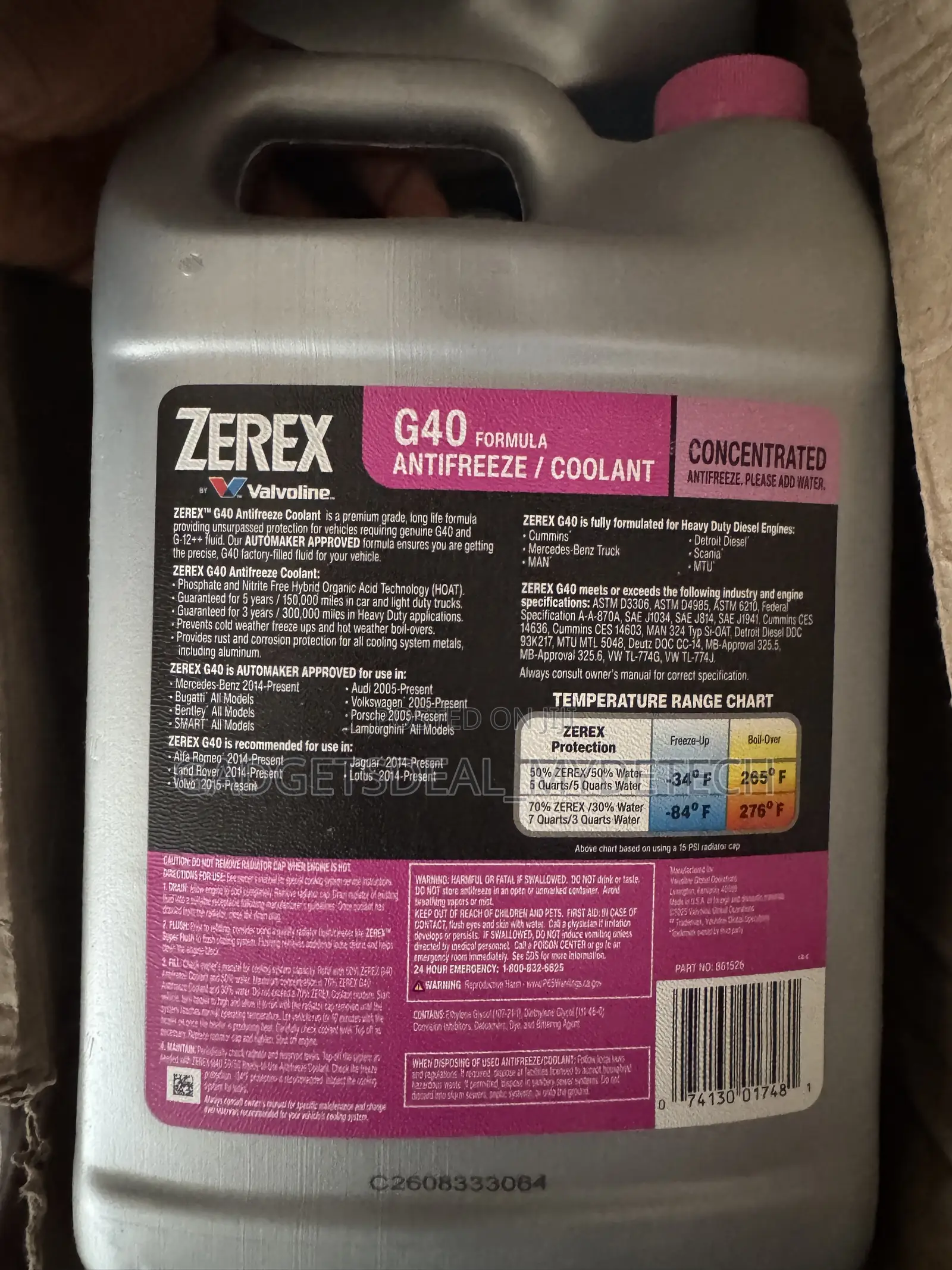 Zerex G40 Phosphate and Nitrite Free Concentrate Antifreeze/Coolant