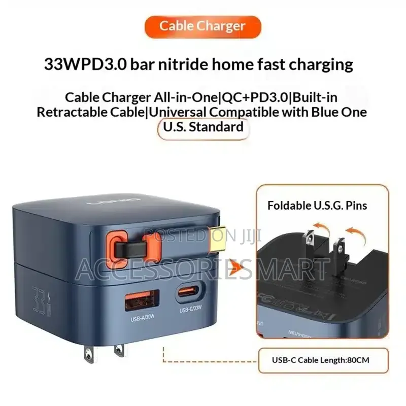 33W Fast Charger With Retractable Cable Q9