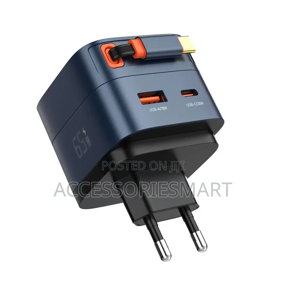 LDNIO Q10 65W GaN Fast Charger With Built-in Retractable USB-C