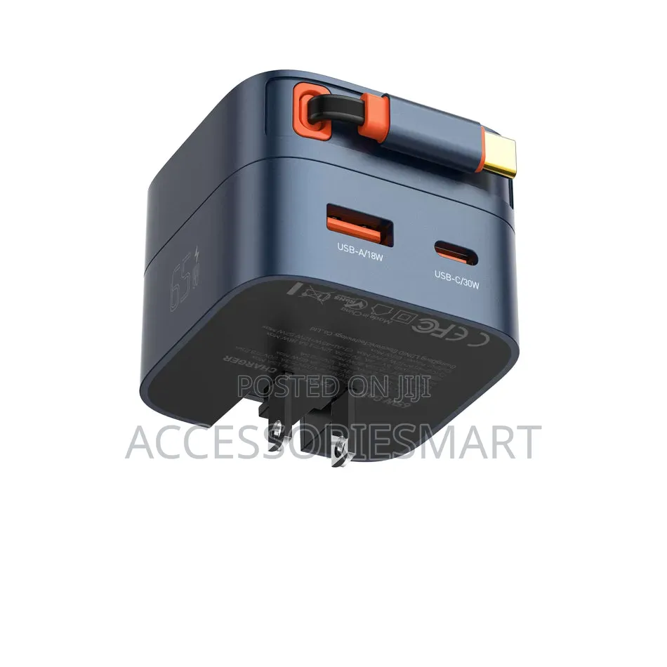 LDNIO Q10 65W GaN Fast Charger With Built-in Retractable USB-C