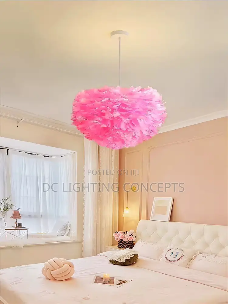 Nordic Minimalist Feather Pendant Chandelier in White,Ash and Pink.