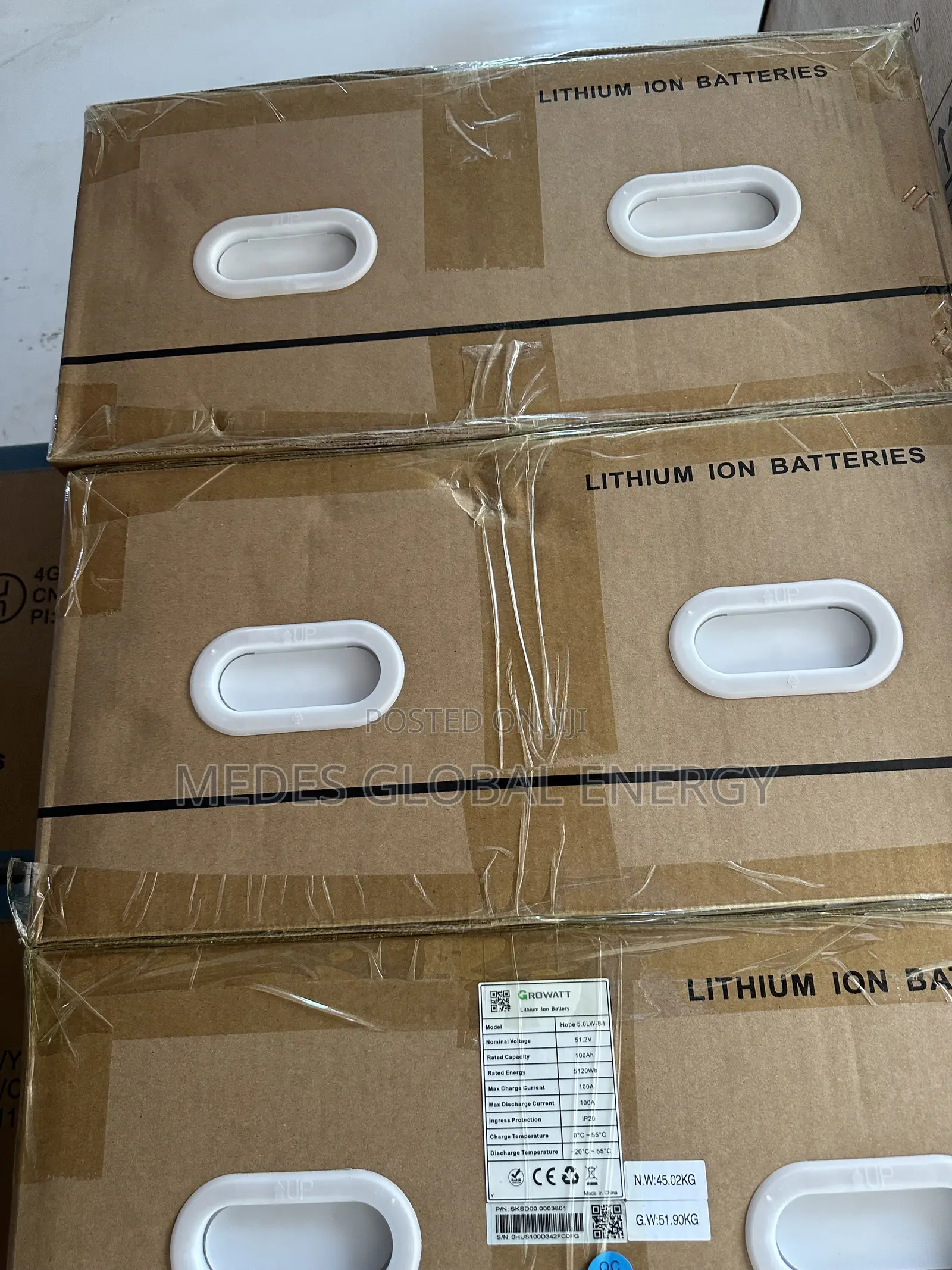 5kwh/5120wh 51.2v Growatt Lithium Ion Battery