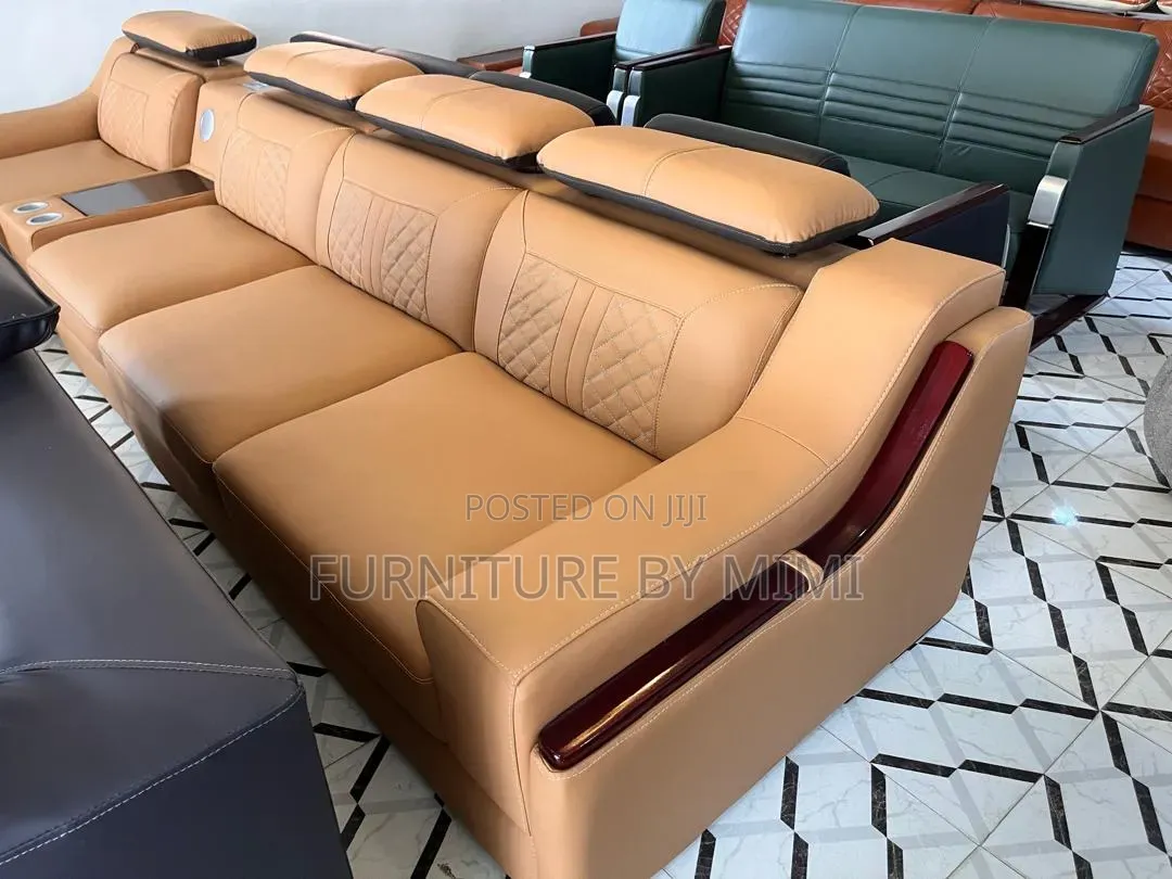 Luxury Smart Leather Sectional Sofa Set With Built-in Massager