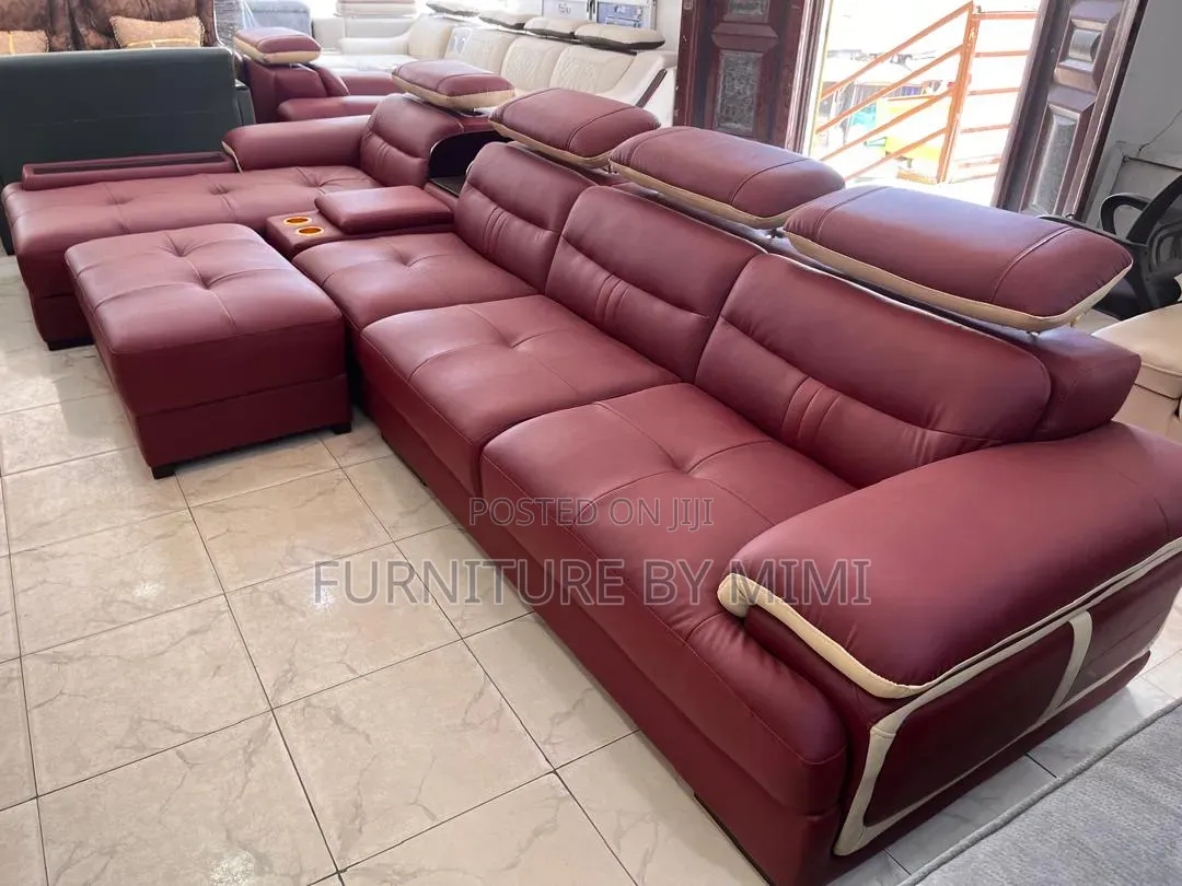 Luxury Smart Leather Sectional Sofa Set With Built-in Massager