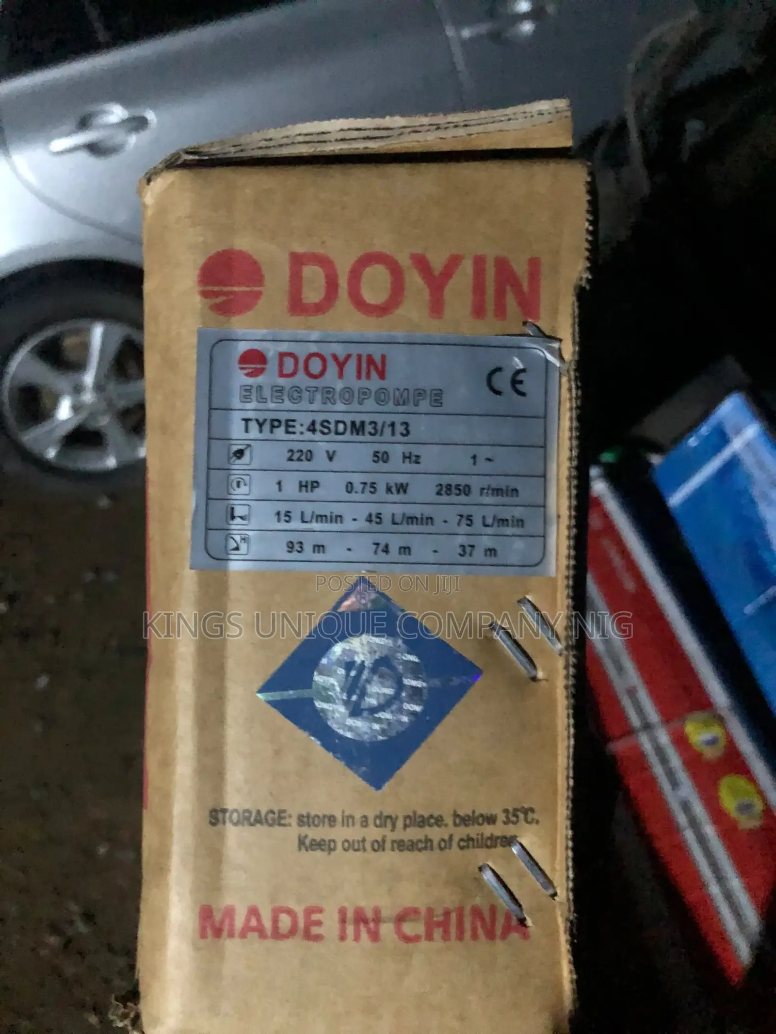 Doyin 1hp Submersible Borehole Pump – 93m Head | 220v | Brand New