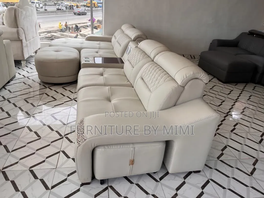 Luxury Smart Leather Sectional Sofa Set With Built-in Massager
