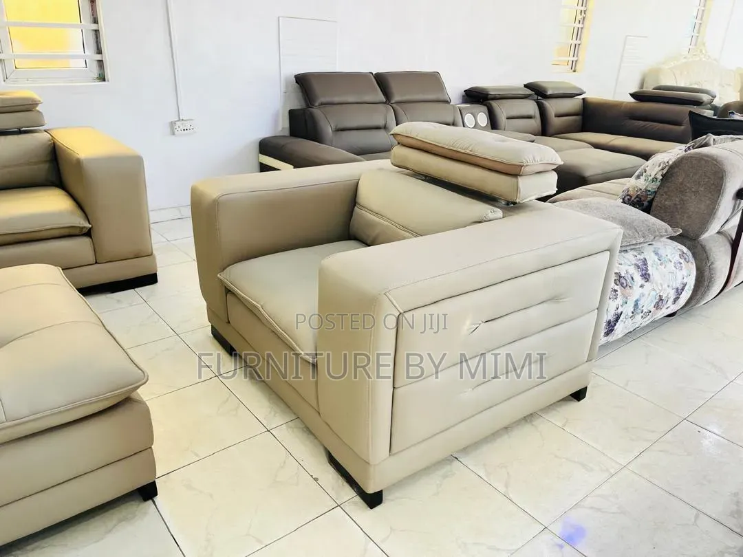 Luxury Imported L Shape Leather Sectional Sofa Set - Complete