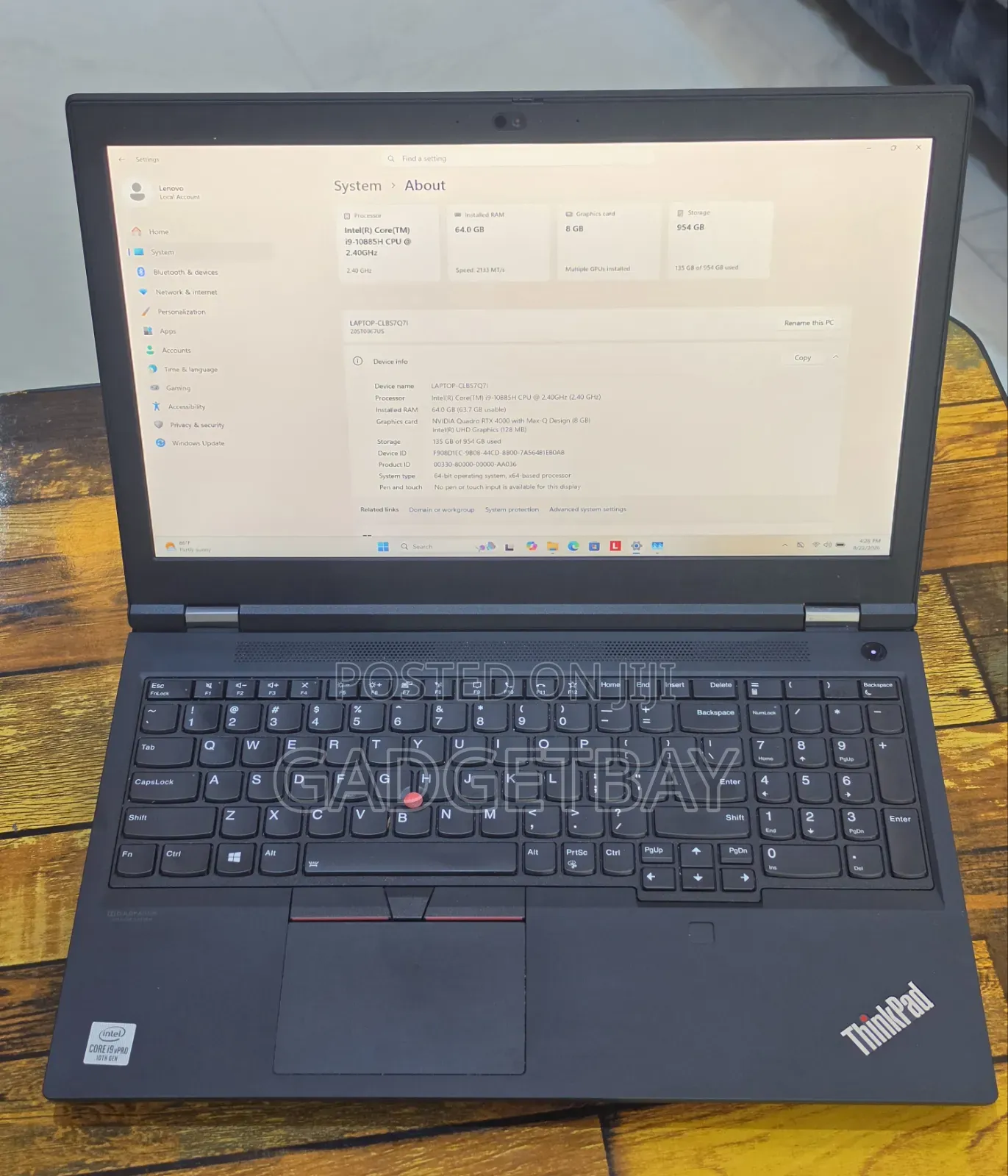 Laptop Lenovo ThinkPad P15s 64GB Intel Core i9 SSD 1T