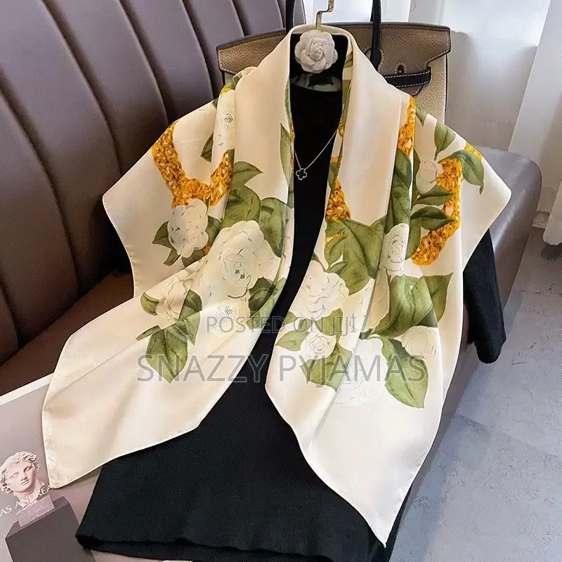 Luxury Silk Scarves - Elegant Printed Head Wraps Neck Scarves