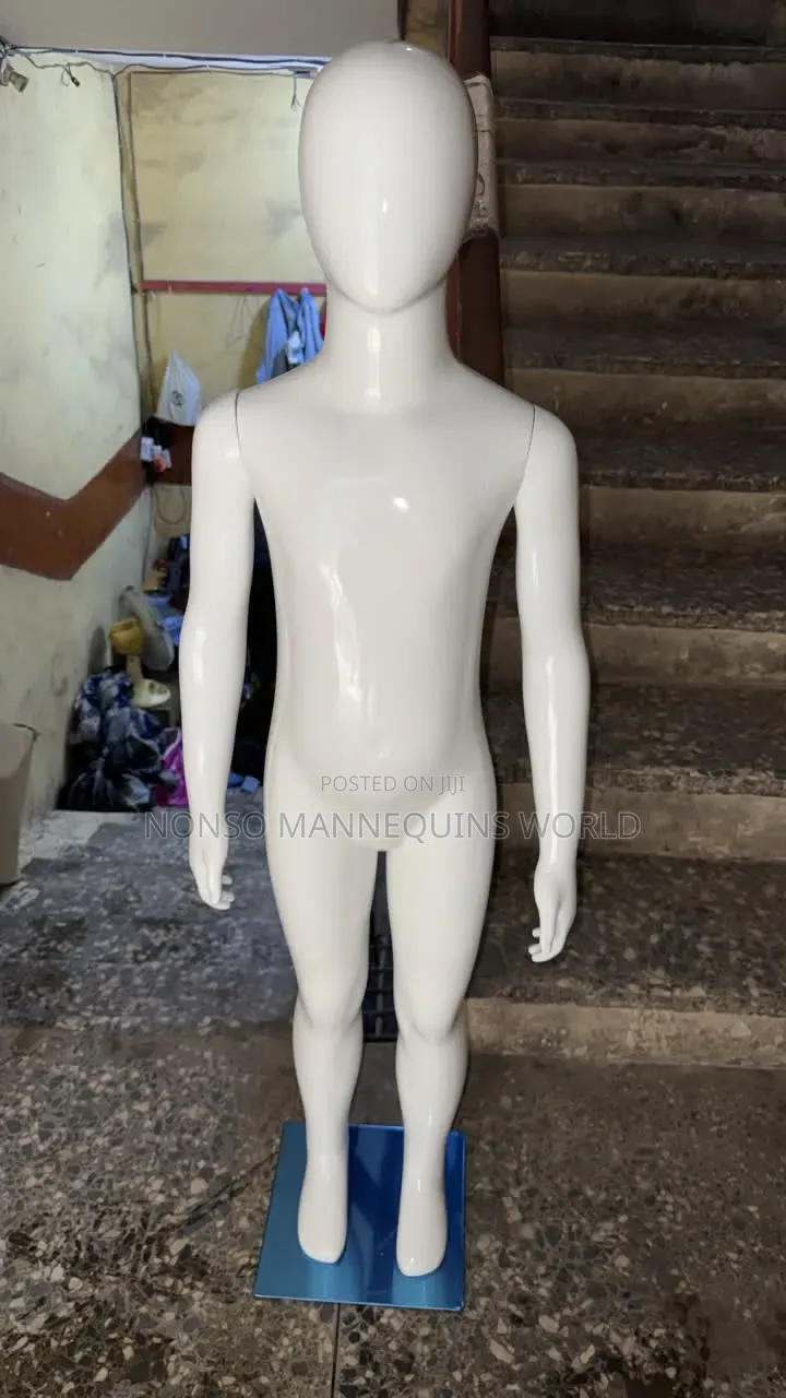 High Quality Unisex Glossy White Chrome Kids Mannequin