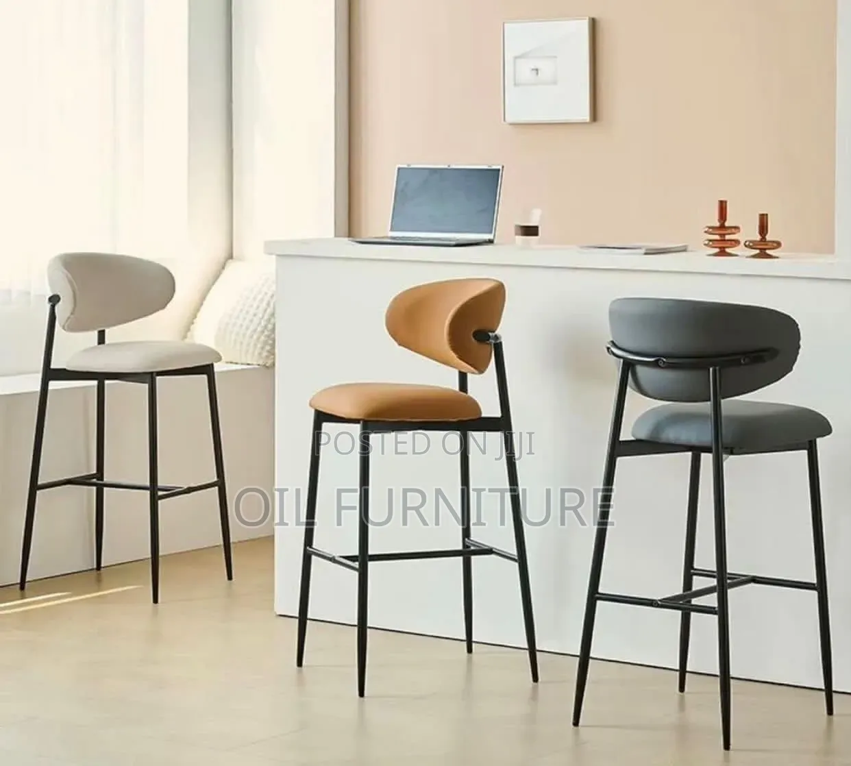 Modern Curved-Back High-Bar Stools for Kitchen Island Breakfast Bar