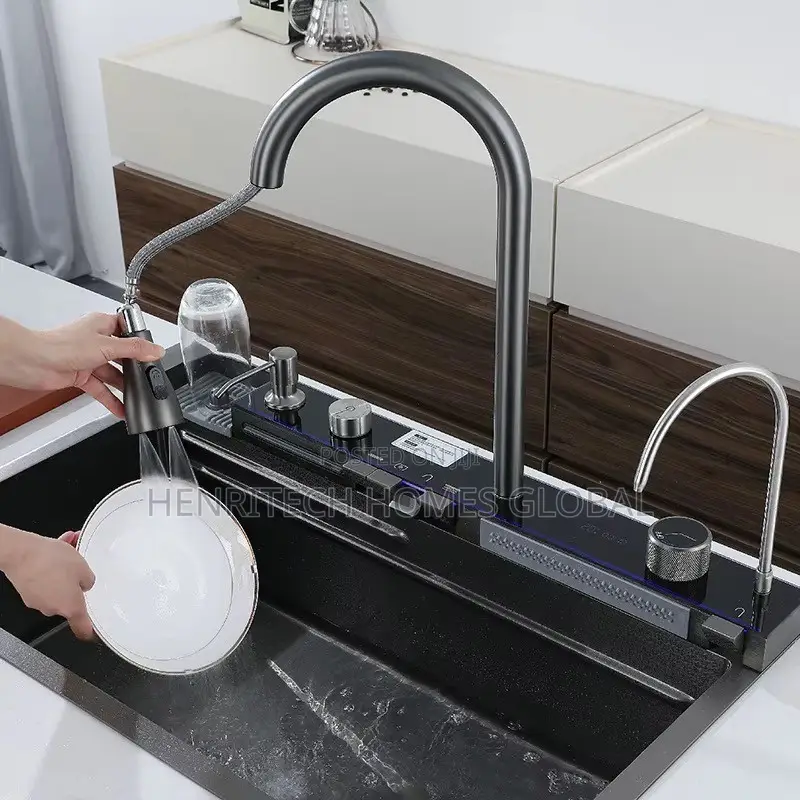 Multifunctional 304 Stainless Steel Kitchen Sink – 5 Button Control