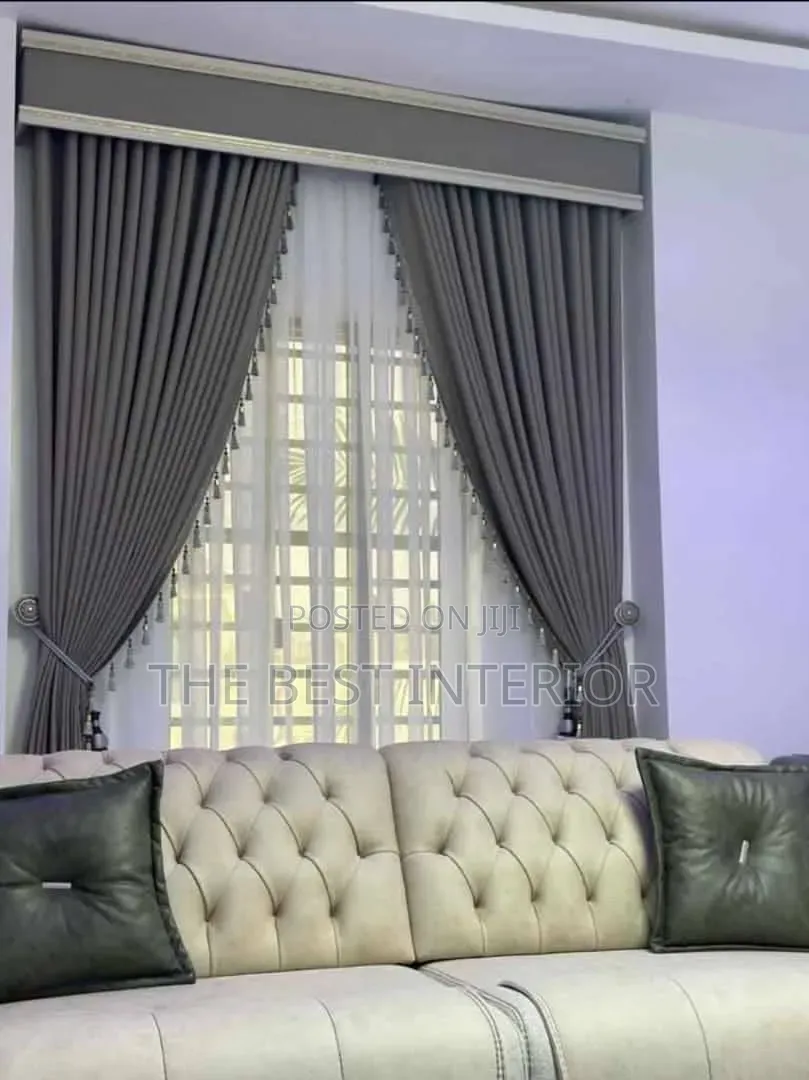 Luxury Curtains With Curtain Board – ₦5,800 Per Yard