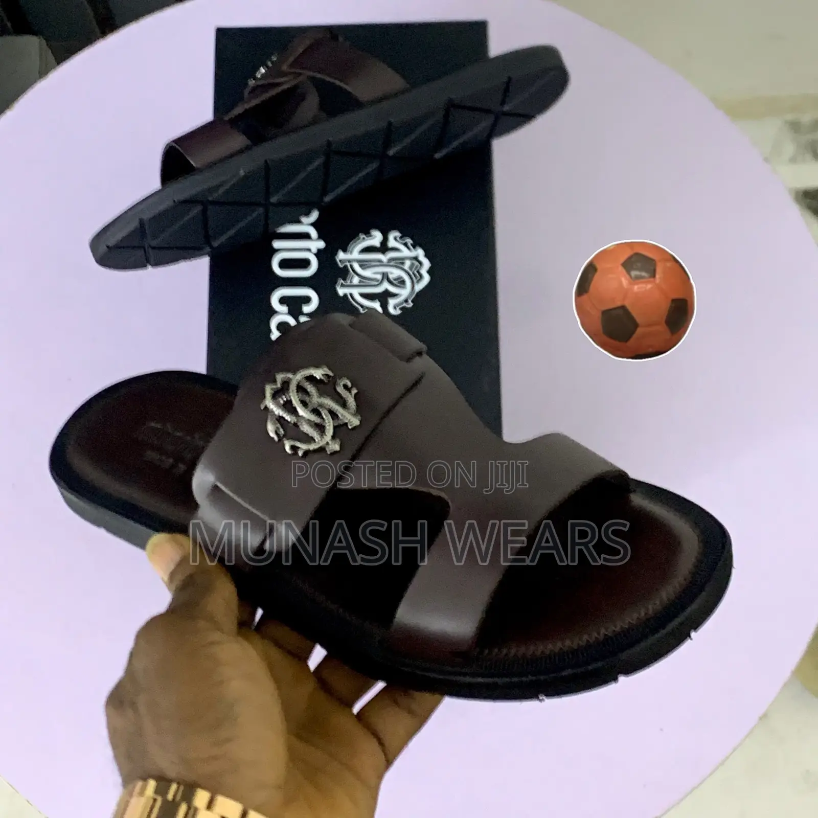 Roberto Cavali Leather Brown Slipers 40-46