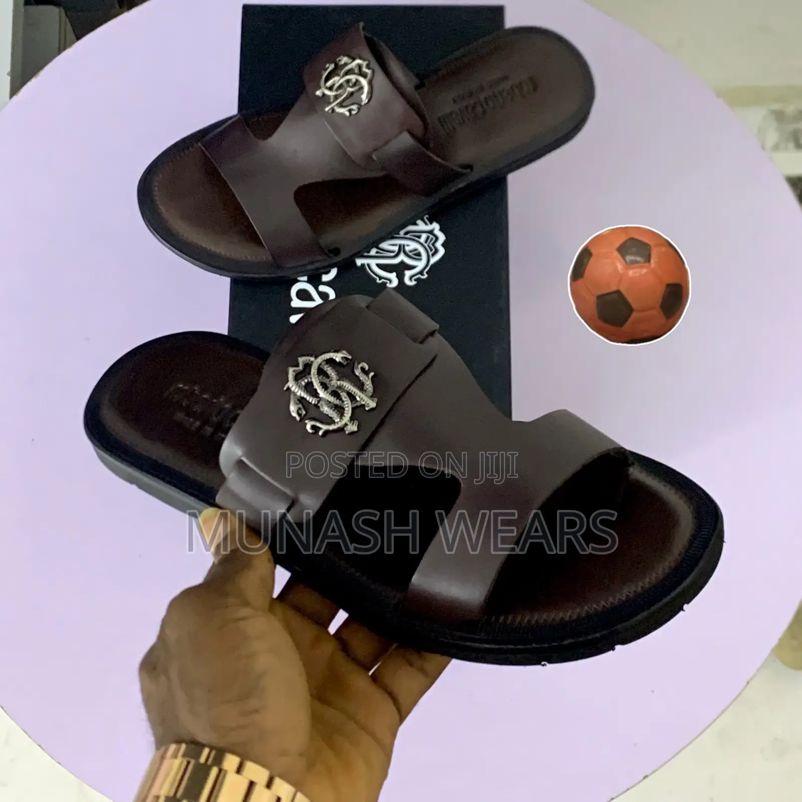 Roberto Cavali Leather Brown Slipers 40-46