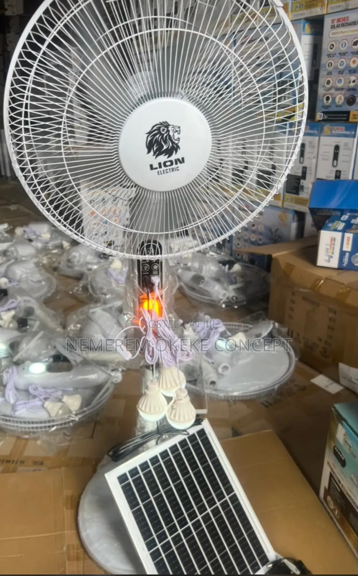 16 Inches Lion Solar Rechargeable Stand Fan With Mosquito Repellent