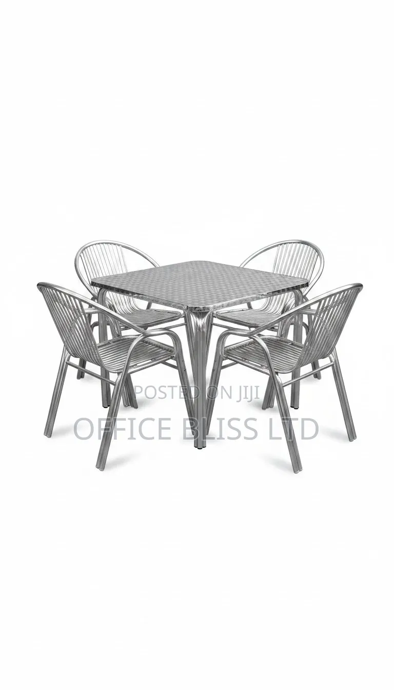 Outdoor Stainless Steel Restaurant Square Table 4 Chairs