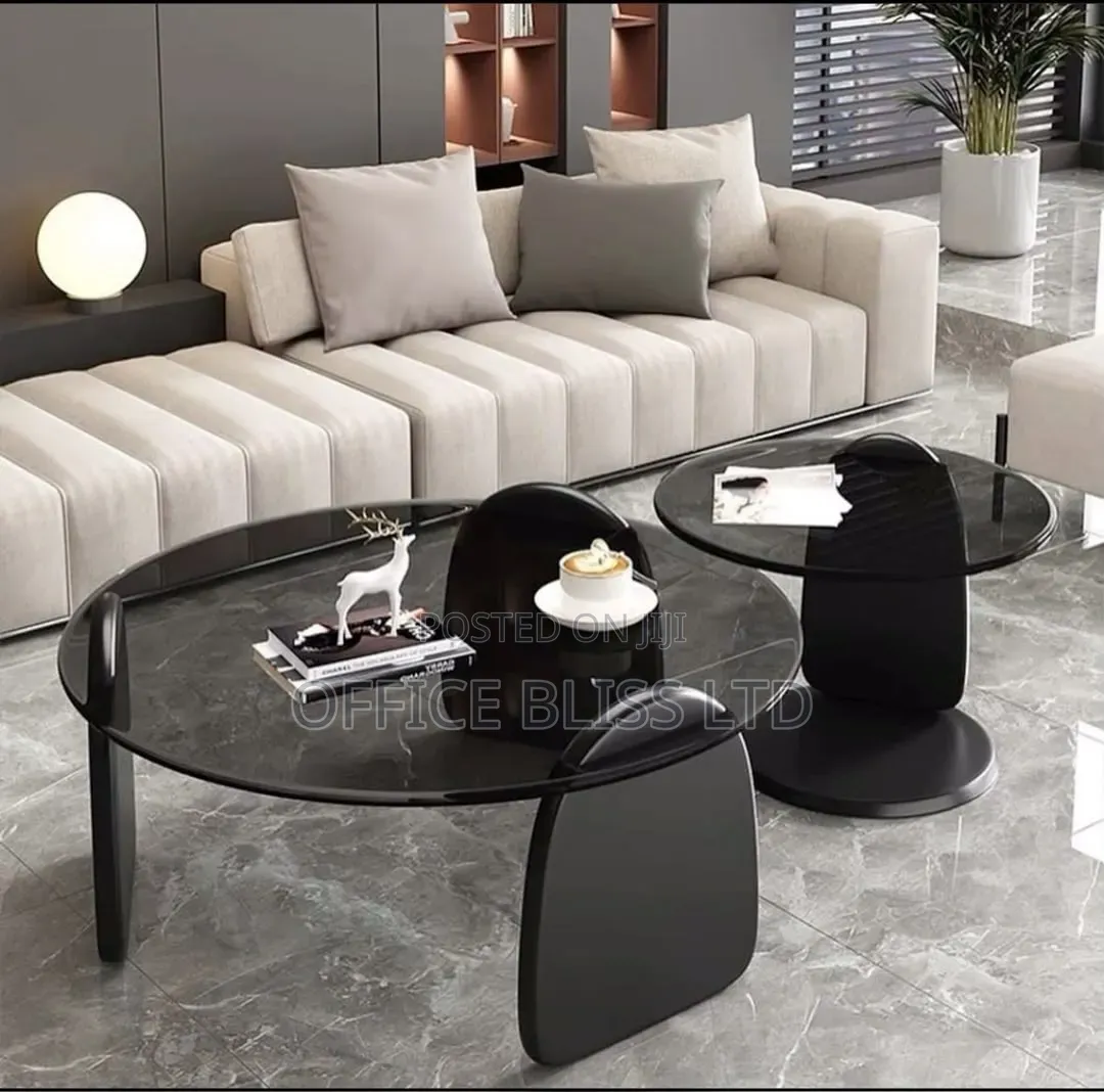 New Modern Living Room Glass Center Table Stool ( Wooden Support)