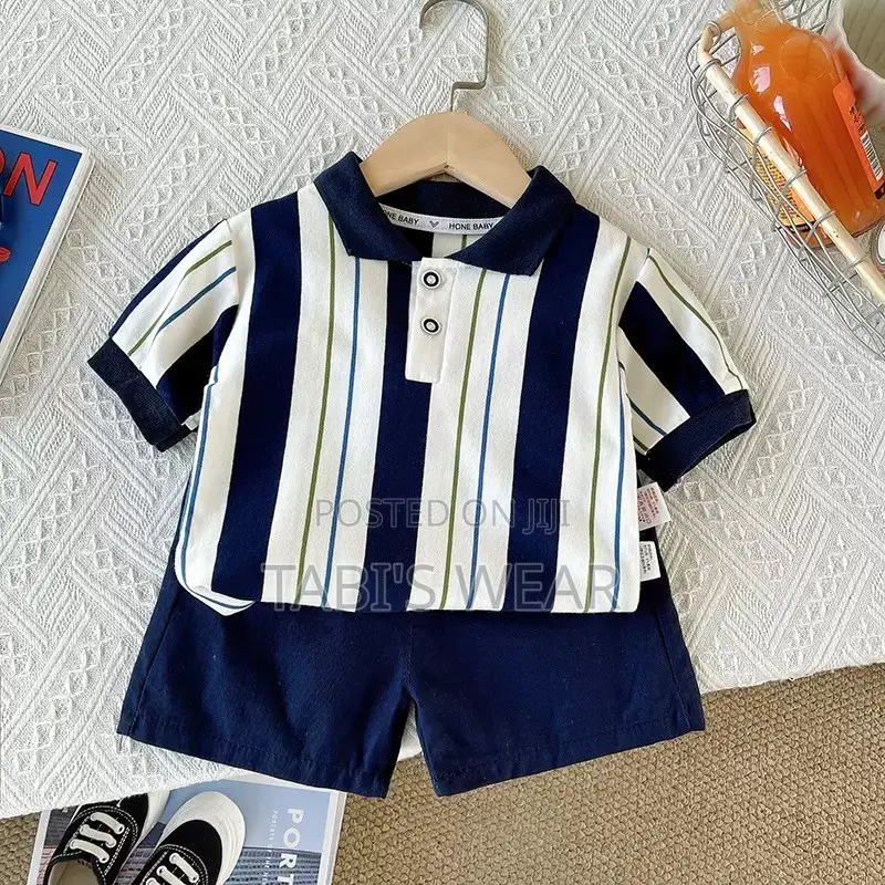 Kiddies Clothes for Boy, Two Piece Polo Top and Trouser for Kids