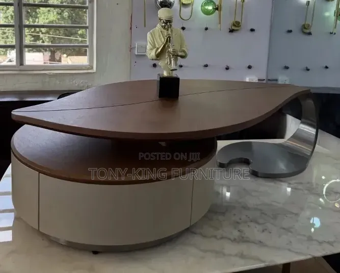 Modern Luxury Leaf-Shaped Wooden Center Table Set