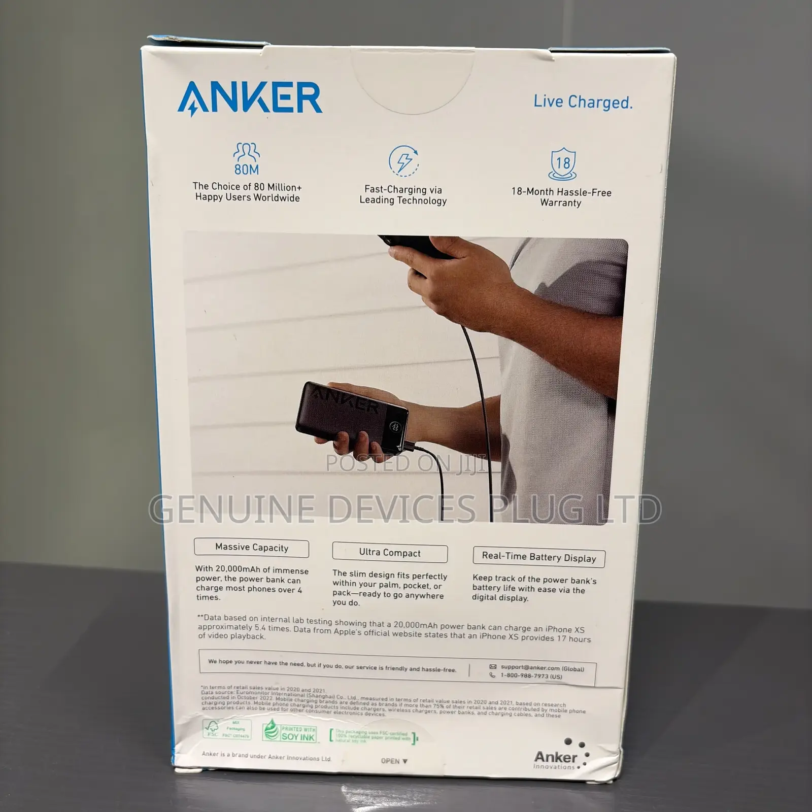 Anker PowerBank 20,000mah, 15w, 2-Port - Get 92+ Hours of Extra Power