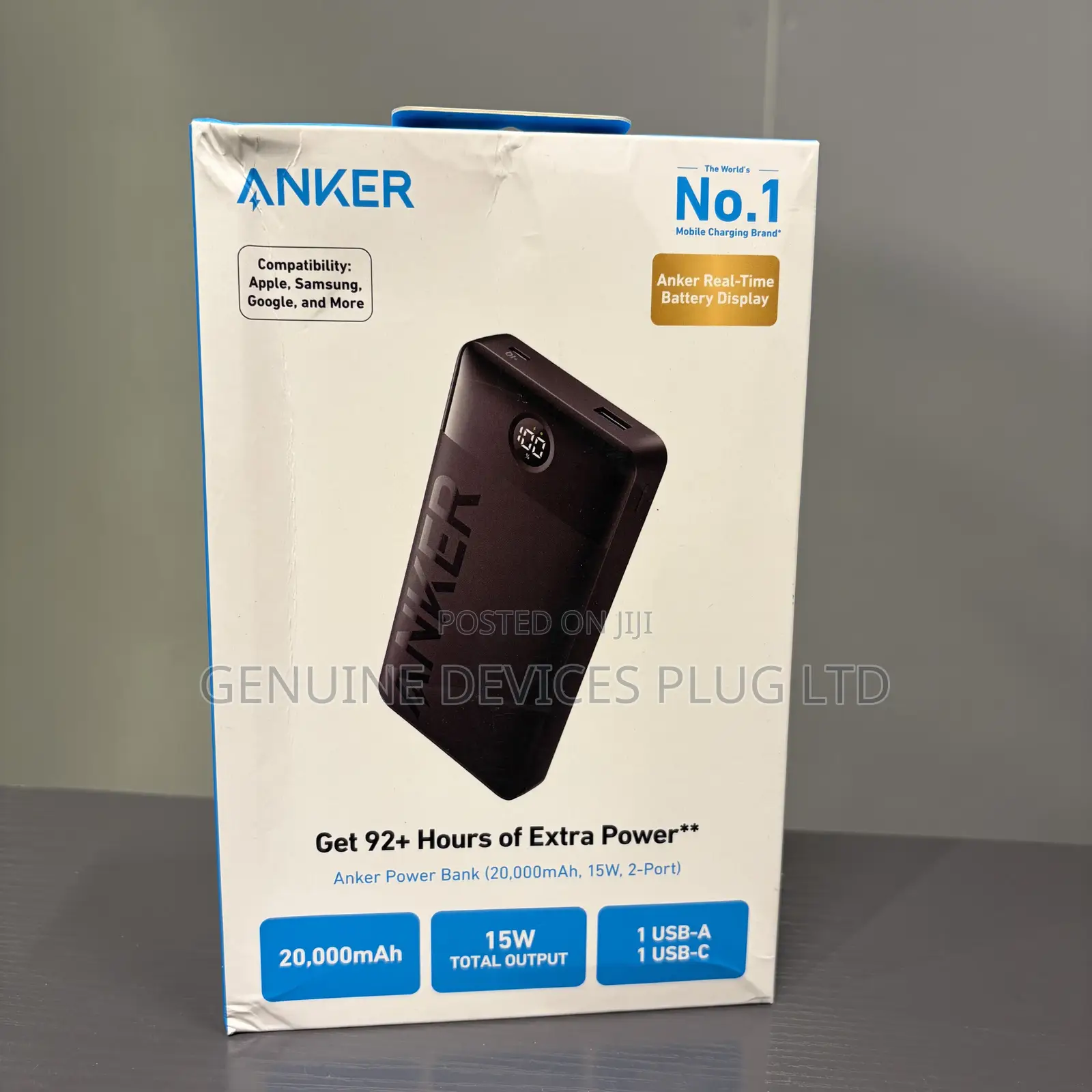 Anker PowerBank 20,000mah, 15w, 2-Port - Get 92+ Hours of Extra Power