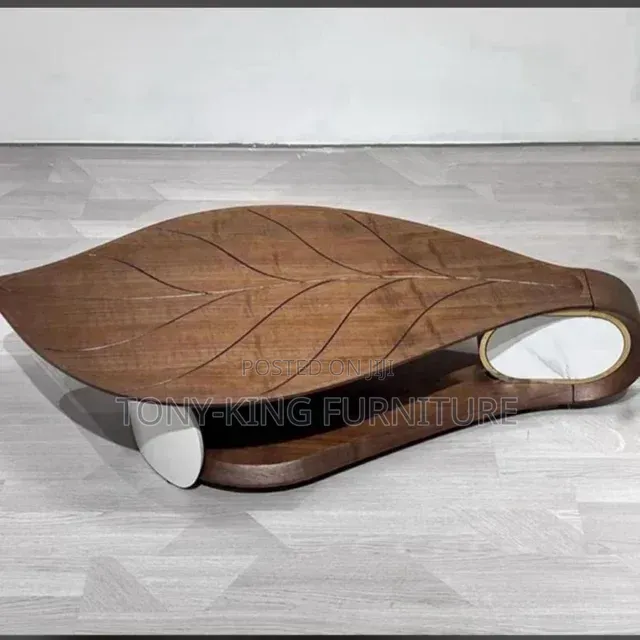 Luxury Wooden Center Table With Artistic Curved Design